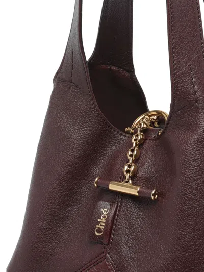 Chloé Balloon Medium Leather And Suede Shoulder Bag In Burgundy