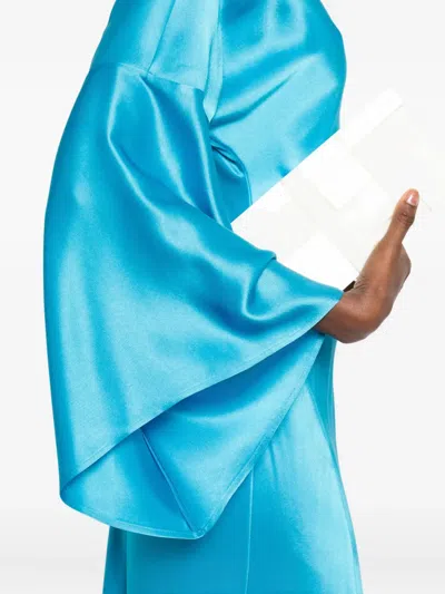 Pinko Flared-sleeve Slit Dress In Blue