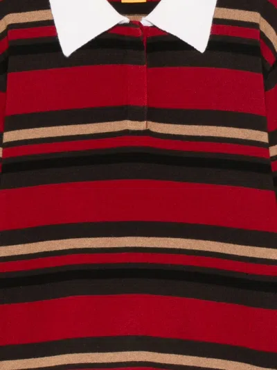 Guest In Residence Cropped Rugby Sweater With Classic Collar And Striped Pattern In Red