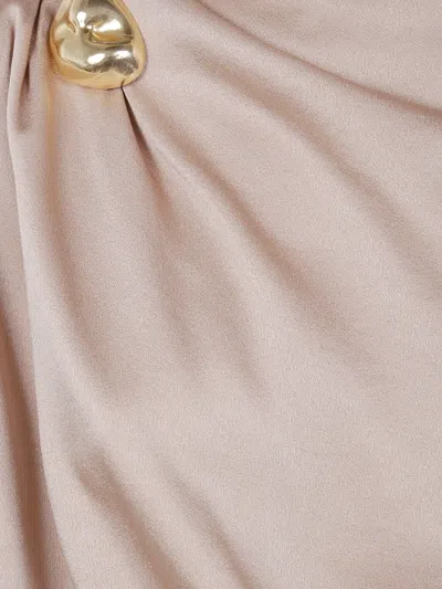 Fabiana Filippi Enver Satin Long Sleeve Top With Pepita In Neutral