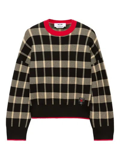 Msgm Check Sweatshirt In Multi