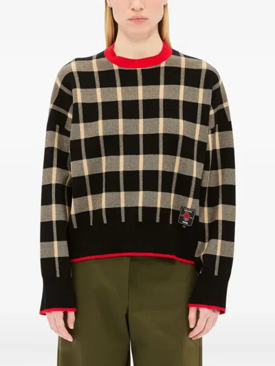 Msgm Check Sweatshirt In Multi