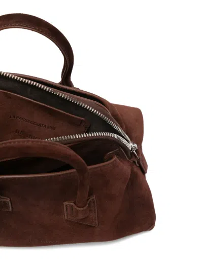 Attico Medium La Passeggiata Suede Tote Bag In Brown