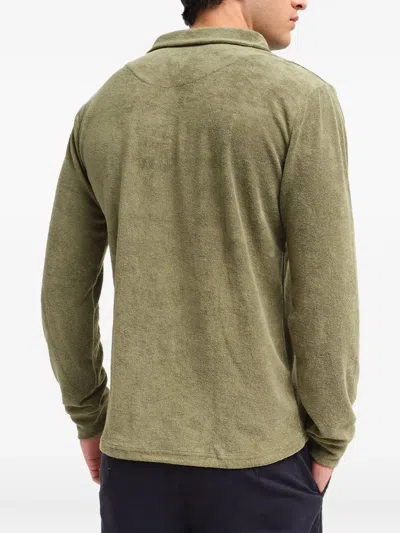 Peninsula Swimwear Long Sleeve Polo Shirt In Green