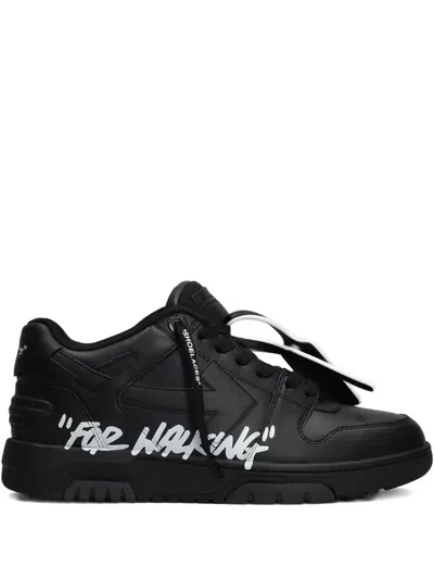 Off-white Out Of Office Black Low Top Sneakers With Arrow Patch In Leather Man In Multi