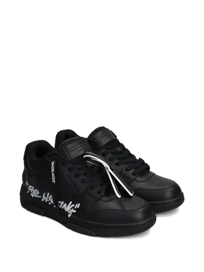 Off-white Out Of Office Black Low Top Sneakers With Arrow Patch In Leather Man In Multi