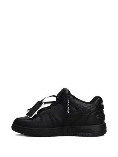 Off-white Out Of Office Black Low Top Sneakers With Arrow Patch In Leather Man In Multi
