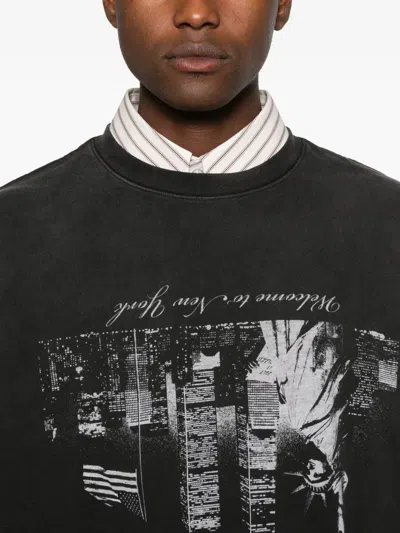 Willy Chavarria Washed Black Welcome To New York T-shirt In Black