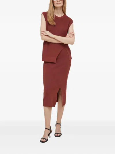 侧开衩中长半身裙