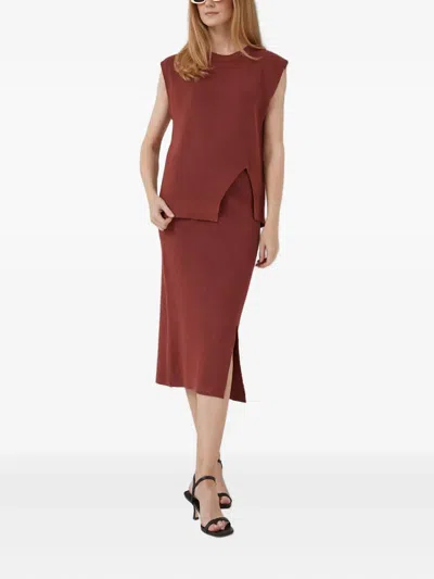 侧开衩中长半身裙