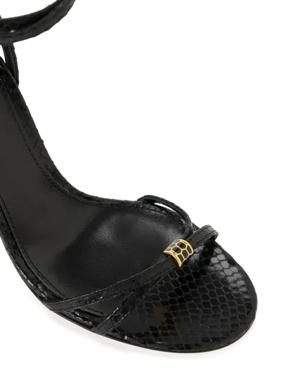 Elisabetta Franchi 80mm Leather Python Print Sandals In Black