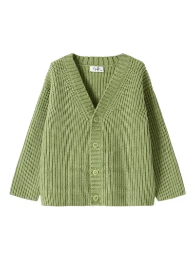 Il Gufo Ribbed Button Cardigan In Multi