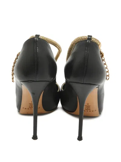 Pre-owned Casadei Vintage  110mm Leather Rope-chain Pumps In Black