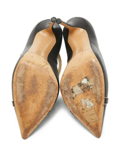 Pre-owned Casadei Vintage  110mm Leather Rope-chain Pumps In Black