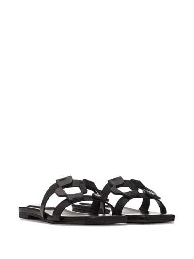 Simkhai Monogram Flat Slide In Midnight In Black