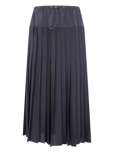 Aspesi "mod.2277" Pleated Tecno Skirt In Blue