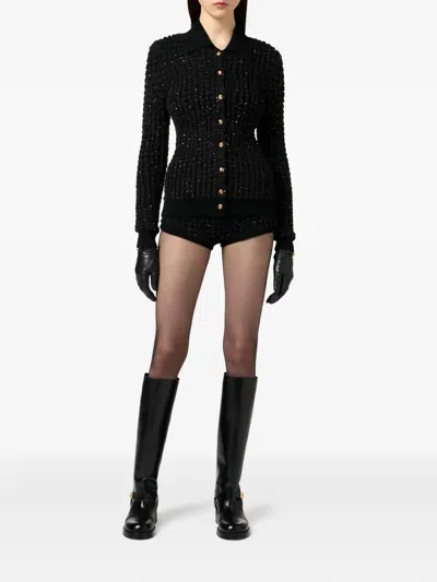 Elisabetta Franchi Knitwear With Collared Design And Long Sleeves In Black