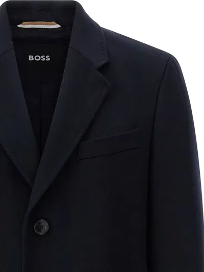 Hugo Boss Boss Regular Fit Coat In Wool And Cashmere In Multi