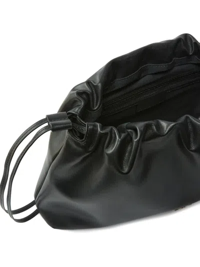Pinko Maxi Clutch With Soft Calfskin Shoulder Strap In Black