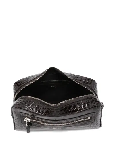 Tom Ford Rectangular Leather Beauty Case With Crocodile Texture In Black