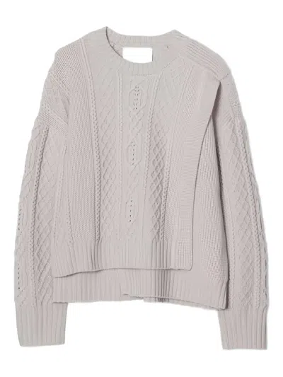 3.1 Phillip Lim Cable-knit Panelled Sweater In Gray