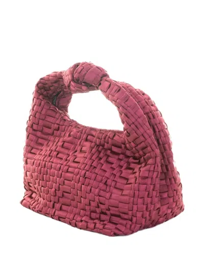 Maria La Rosa Mini Datolite Woven-texture Shoulder Bag In Red