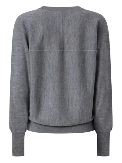 Pinko Knitted Sweater With Love Birds Logo In Gray