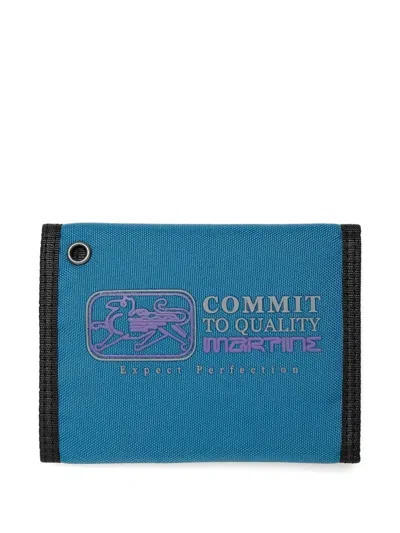 Martine Rose Text-embossed Wallet In Blue