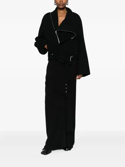 Rick Owens Cropped Flight Jacket Scarf Detail In Black