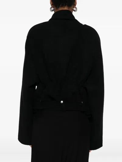 Rick Owens Cropped Flight Jacket Scarf Detail In Black