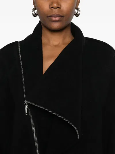 Rick Owens Cropped Flight Jacket Scarf Detail In Black