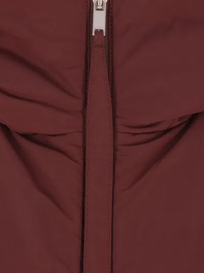 Jil Sander High Neck Hooded Padded Vest In Burgundy