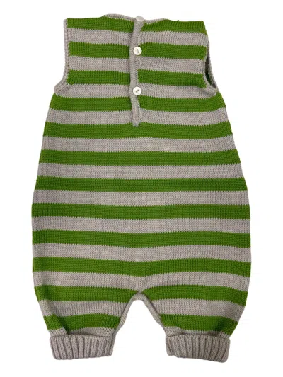 Little Bear Striped-pattern Sleeveless Romper In Multi
