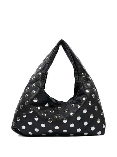 Msgm Stud-embellished Shoulder Bag In Black