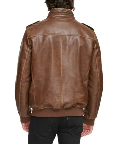 Levi's Men's Sherpa Lined Faux Leather Aviator Bomber In Brown