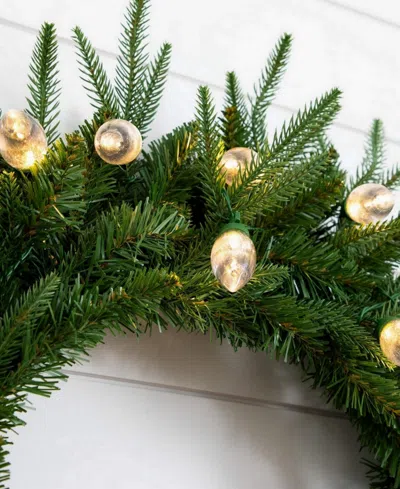 Nearly Natural 24in. Pre-lit Artificial Luxembourg Pine Christmas Wreath In Green