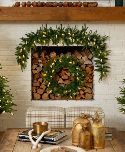 Nearly Natural 24in. Pre-lit Artificial Luxembourg Pine Christmas Wreath In Green