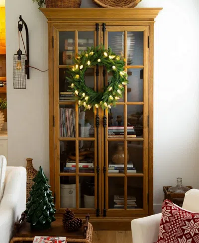 Nearly Natural 24in. Pre-lit Artificial Luxembourg Pine Christmas Wreath In Green