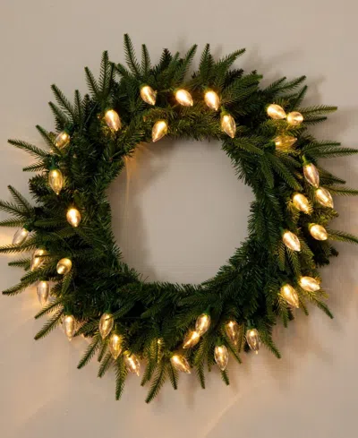 Nearly Natural 24in. Pre-lit Artificial Luxembourg Pine Christmas Wreath In Green