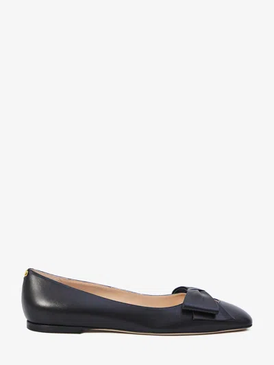 Valentino Garavani Bow Detail Leather Flats With Round Toe In Black