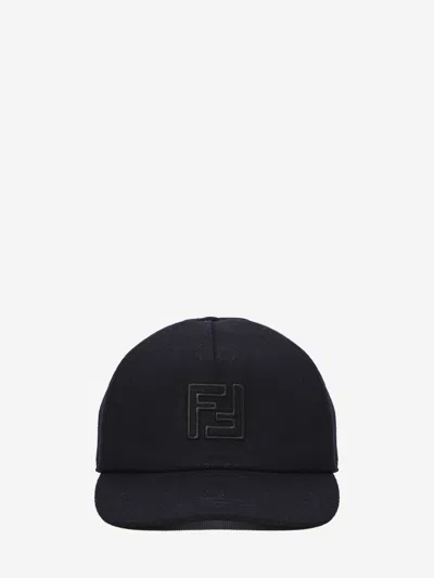 Fendi Cashmere And Wool Cap Featuring Embroidery In Black