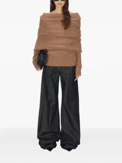 Entire Studios Bound Off-shoulder Sweater In Brown