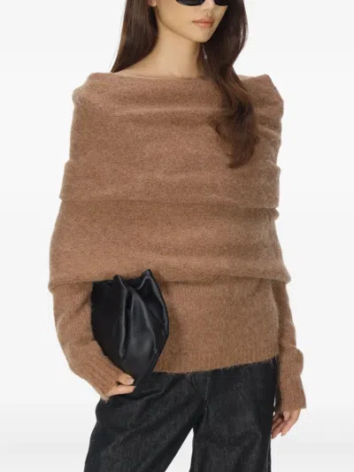 Entire Studios Bound Off-shoulder Sweater In Brown