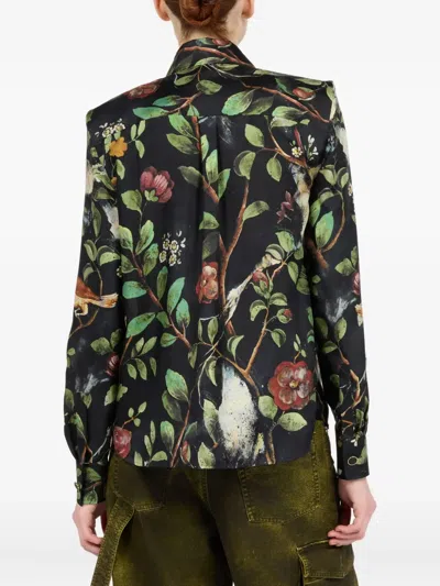 Roberto Cavalli Shrub Floral-print Shirt In Black