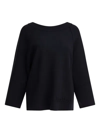 Max Mara Wool And Viscose Pullover With Raglan Sleeves In Blue