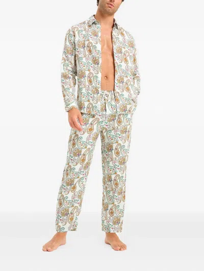 Peninsula Swimwear Paisley-print Straight-leg Trousers In White