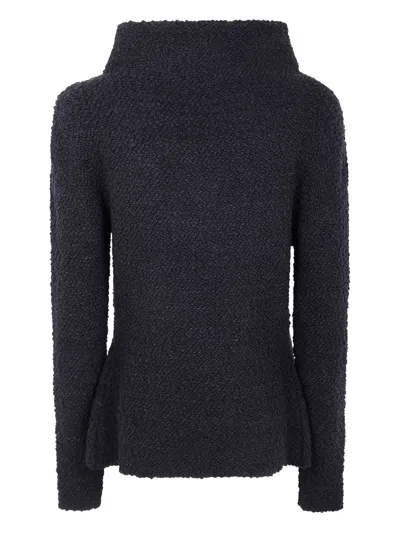 Alberta Ferretti Asymmetric Wool Blend Jacket With High Neck In Black