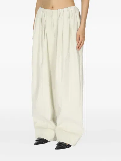 Open Yy Cotton Palazzo Trousers In White