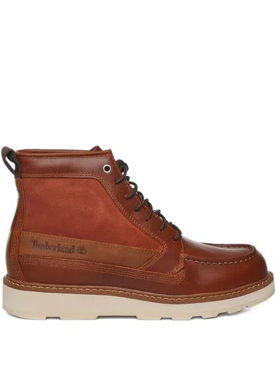 Timberland Stylish Boots With Contrast Stitching And Rubber Sole In Brown