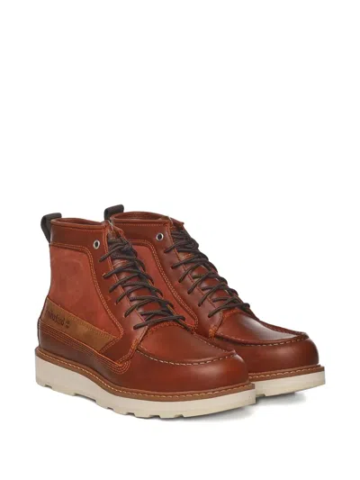 Timberland Stylish Boots With Contrast Stitching And Rubber Sole In Brown